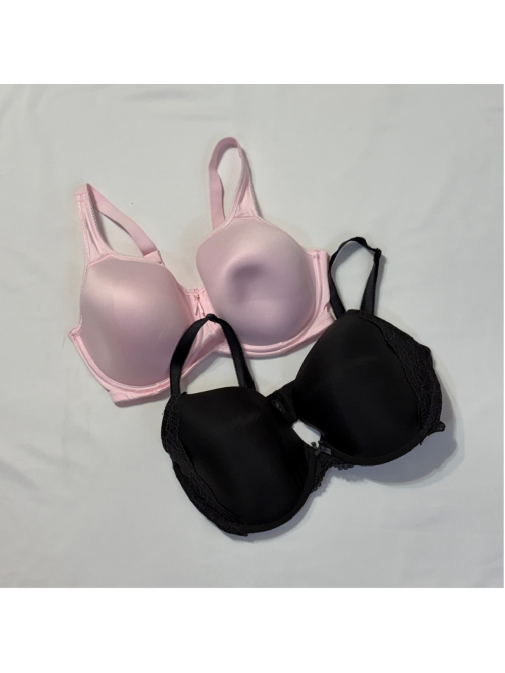 Two Bras 36DDD Black Dream Angels Victoria's Secret Pink Wacoal Back Closure